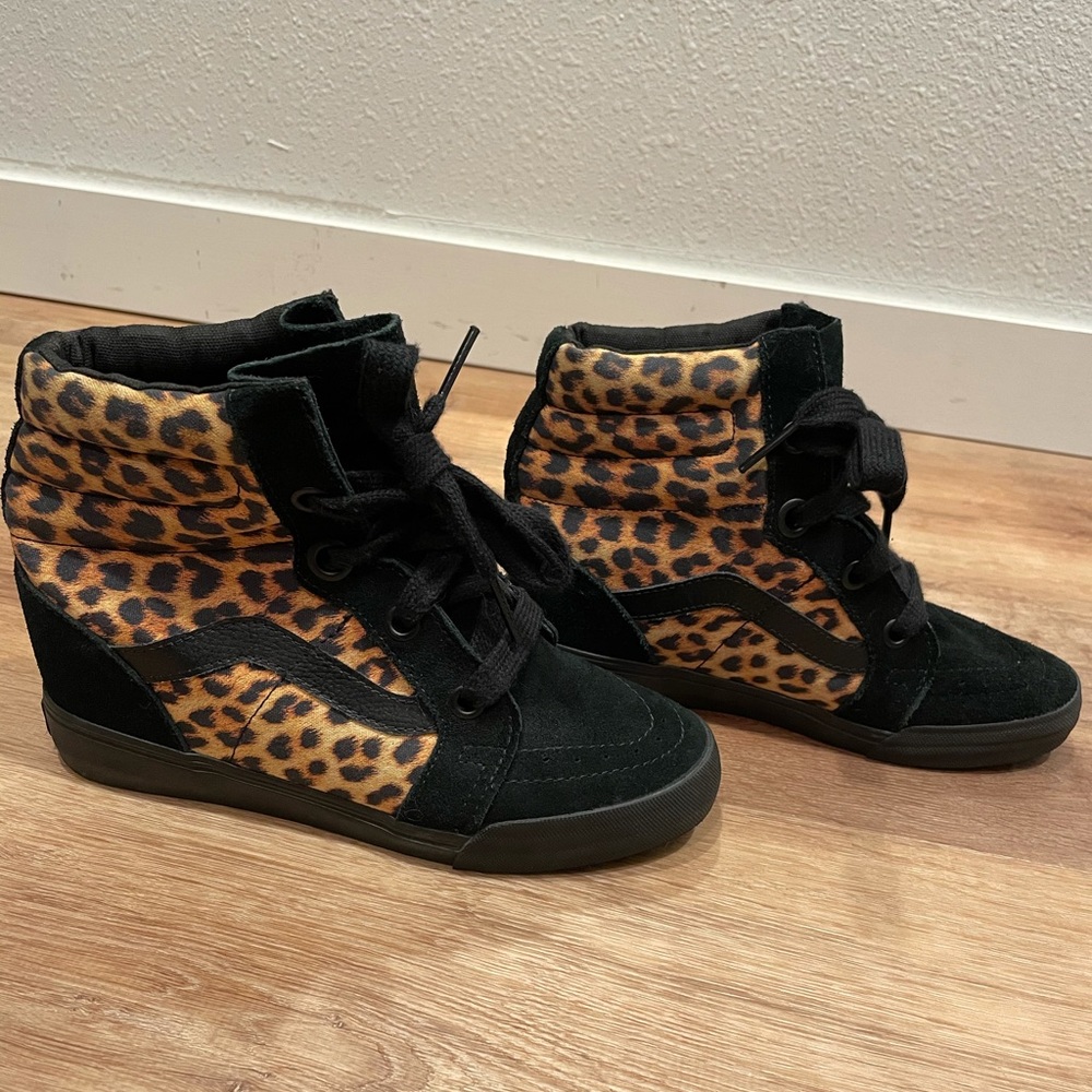 Vans High Top Old School Cheetah Wedge Sneakers